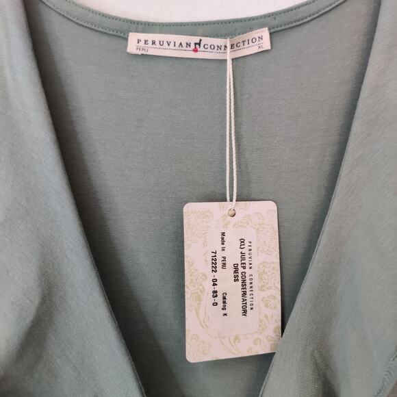 Peruvian Connection Julep Conservatory Dress Size XL Green Ruffle Soft Knit NWT - Picture 7 of 14